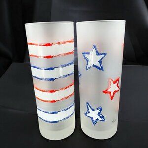 Dartington Tumbler Stripes‎ Patriotic Set 2 Highball Tumblers Drinking  Glasses